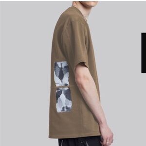 Dept Anonym Men’s Short Sleeve Graphic Back Print Tee in Olive Taupe Size Medium